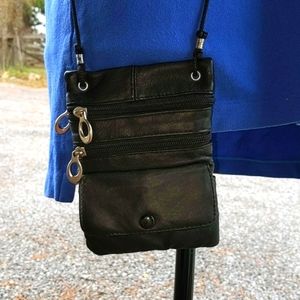 Black Crossbody Bag/Wallet in Faux Leather